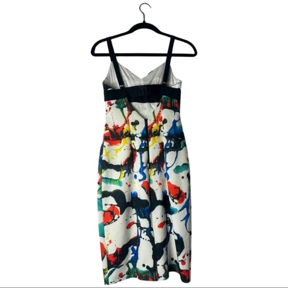 Milly Paint Splatter Expressionist Cut-out Bustier Neoprene Mini Dress - Picture 3 of 5